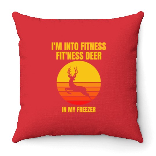 Retro I'm Into Fitness Fit'ness Deer Freezer Funny Throw Pillows