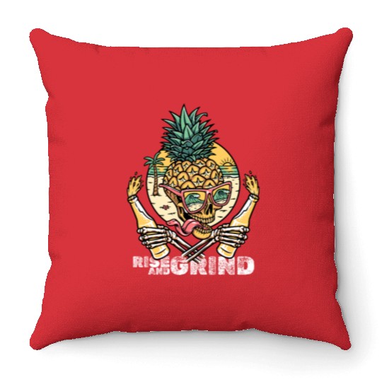 Rise and Grind – Tropical Skull Party Throw Pillows