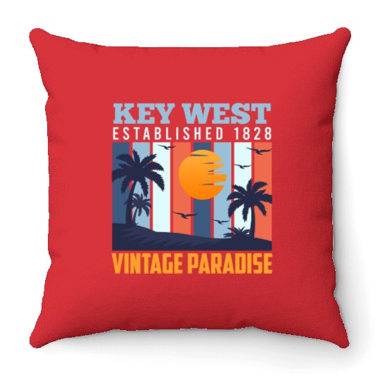 KEY-WEST ESTABLISHED 1828 VINTAGE PARADISE Throw Pillows