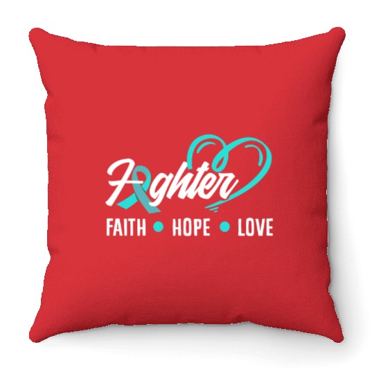 PTSD Awareness Faith Hope Love Fighter Throw Pillows