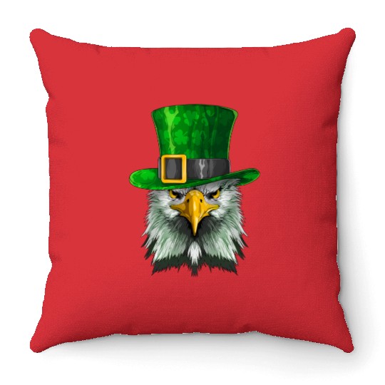 Lucky Bald Eagle St. Patrick’s Day – Irish Pride Throw Pillows