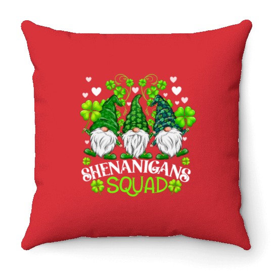Shenanigans Squad St Patricks Day Gnomes Irish Throw Pillows