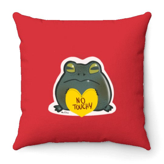 NO Touchy! Grumpy toad. Throw Pillows