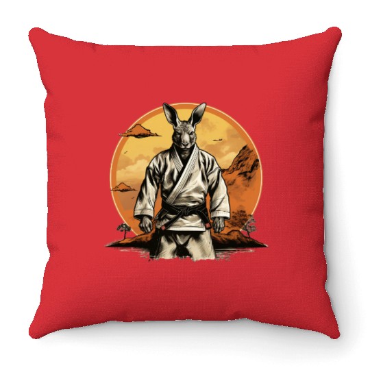 Jiu Jitsu/Judo/Karate Fighter Kangaroo Throw Pillows