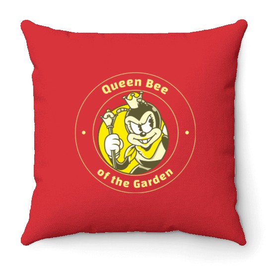 Queen Bee of the Garden Throw Pillows