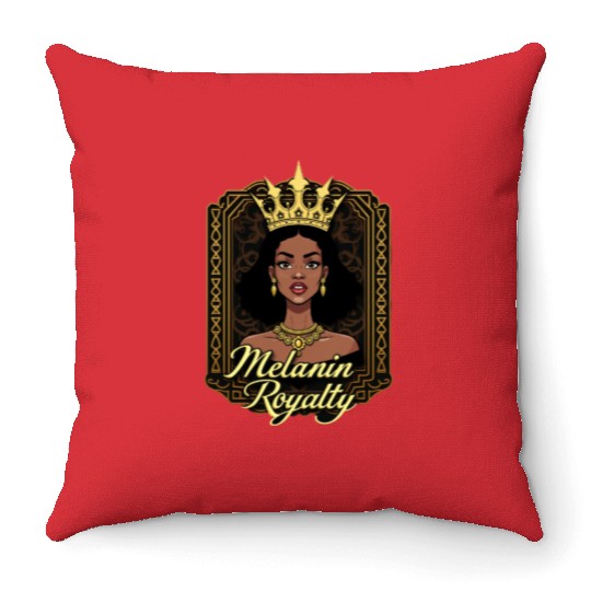Melanin Royalty: Embrace the Crown Throw Pillows