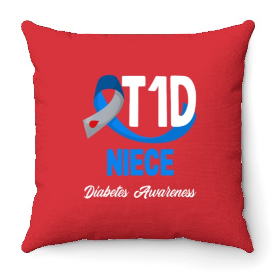 T1D Niece Diabetes Type 1 Awareness Throw Pillows
