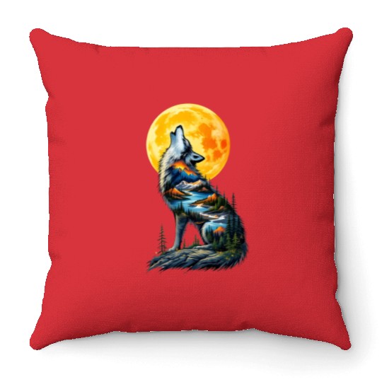 Howling Wolf Throw Pillows
