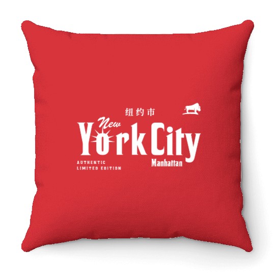 New York City, Manhattan Throw Pillows