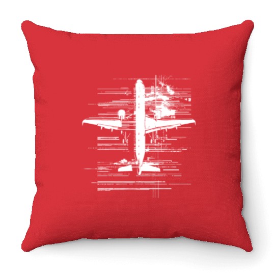Aircraft Drawing Throw Pillows