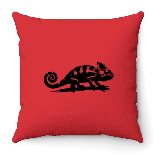 Small Chameleon Dragon With Curled Tail Throw Pillows