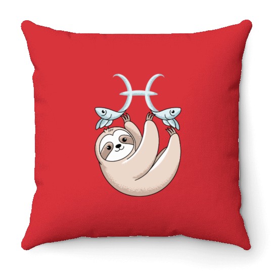 Pisces Zodiac Sloth Embracing Your Cosmic Calm Throw Pillows