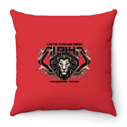 The Eternal King: Alpha & Omega Throw Pillows