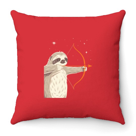 Sagittarius Zodiac Sloth Archer in the Stars Throw Pillows