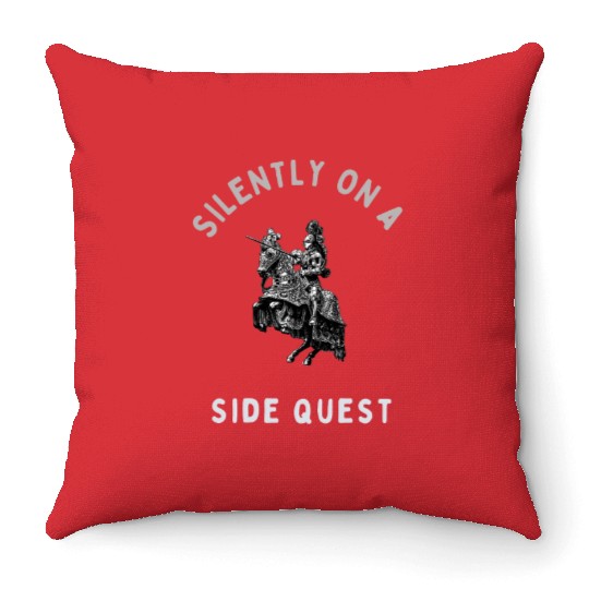Silently on a Side Quest – Medieval RPG Gamer Meme Throw Pillows