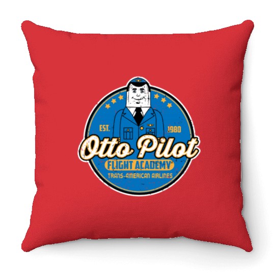 Otto Pilot flight academy Throw Pillows