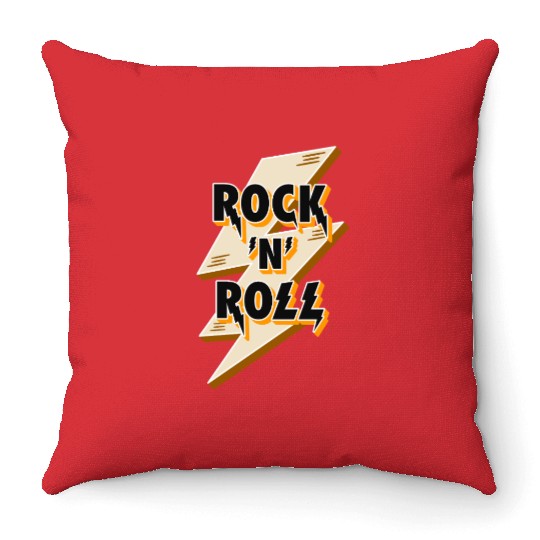Rock'N'Roll Sign With Lightning Bolt Throw Pillows