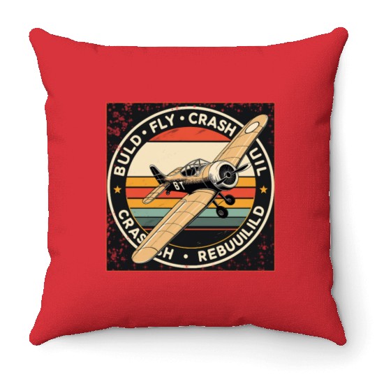 RC Plane Build Fly Crash Rebuild Pilot RC Planes Throw Pillows