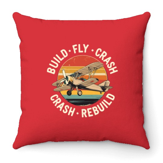 RC Plane Build Fly Crash Rebuild Pilot RC Planes Throw Pillows