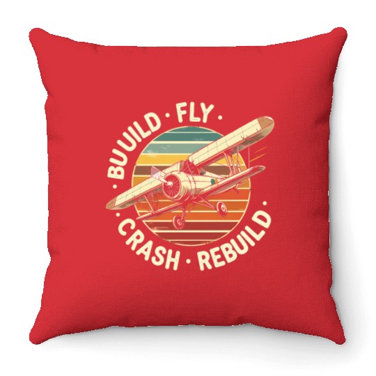 RC Plane Build Fly Crash Rebuild Pilot RC Planes Throw Pillows