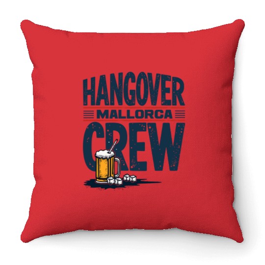 Hangover Crew Mallorca Party Throw Pillows party animal