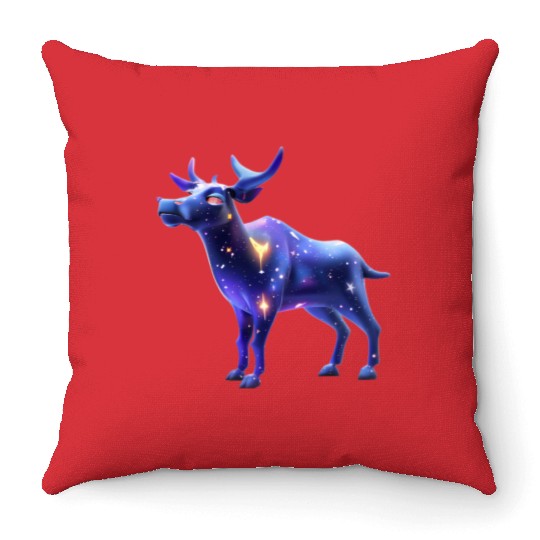 Galaxy Moose Throw Pillows