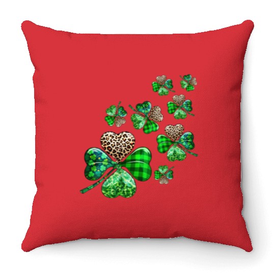 St. Patrick's Day Shamrock Irish Leopard Throw Pillows