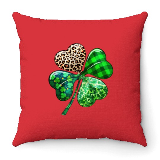 St. Patrick's Day Shamrock Irish Leopard Throw Pillows