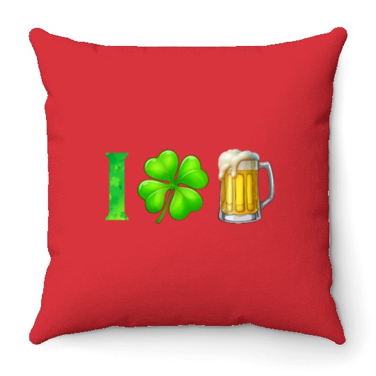 I Shamrock Beer Funny St Patrick's Day I Love Beer Throw Pillows