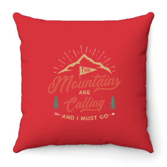 The Mountains Are Calling Vintage Design Throw Pillows