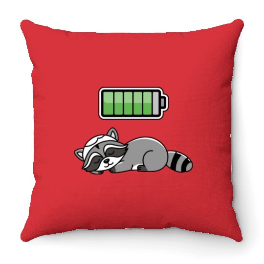 Racoon Sleeping Recharging Night Bedtime Throw Pillows