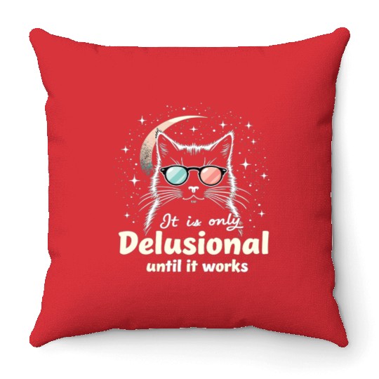 Delusional Cat Cat Retro Cats Cat Lovers Throw Pillows