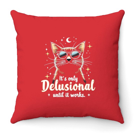 Delusional Cat Cat Retro Cats Cat Lovers Throw Pillows