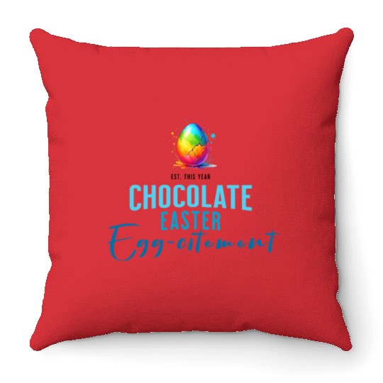 Chocolate Easter Egg-citement, Unique Throw Pillows