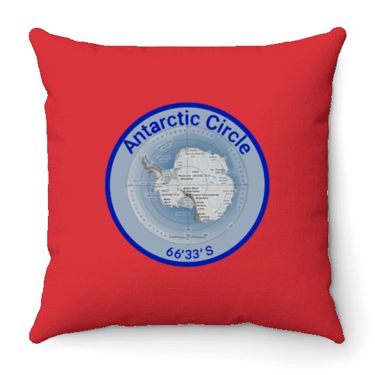 Antartic circle map with Latitude Throw Pillows
