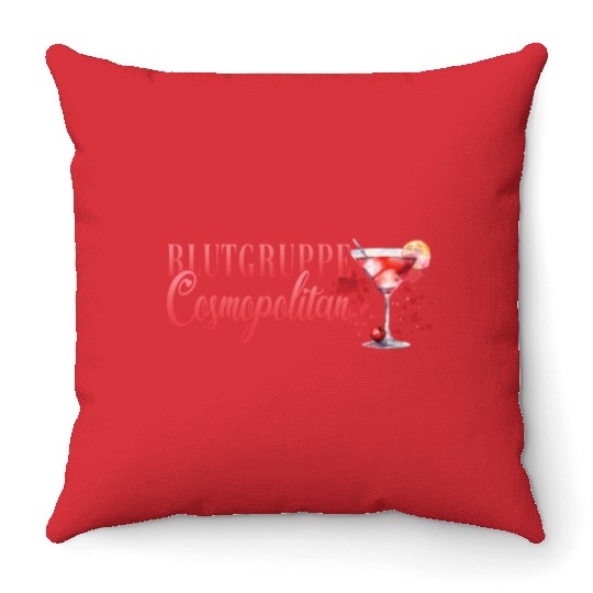 Cocktail Bartender Blutgruppe Cosmopolitan Throw Pillows