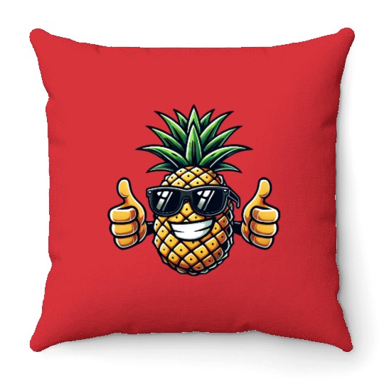 Fruity Pineapple Cool Sunglasses Tropical Fruit Throw Pillows