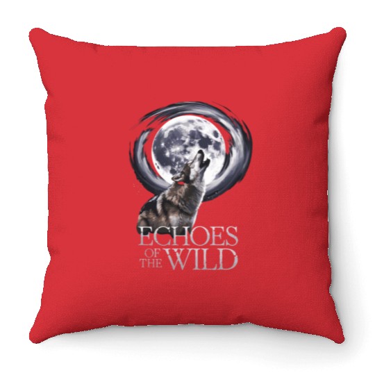 Echoes Of The Wild Howling Wolf Moon Art Throw Pillows