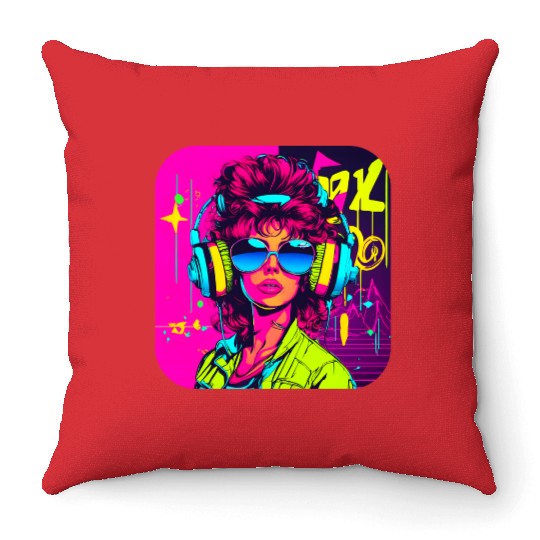 iconic pop culture 80s style fashion Throw Pillows