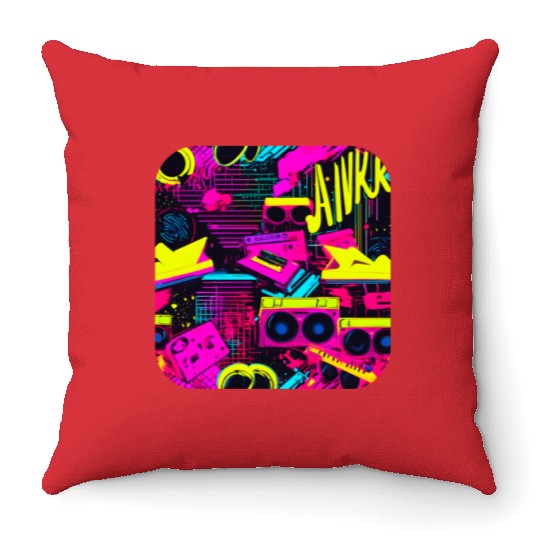Vintage 80s party old school Throw Pillows