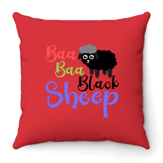 Baa Baa Black Sheep – Whimsical Nursery Rhyme Art Throw Pillows