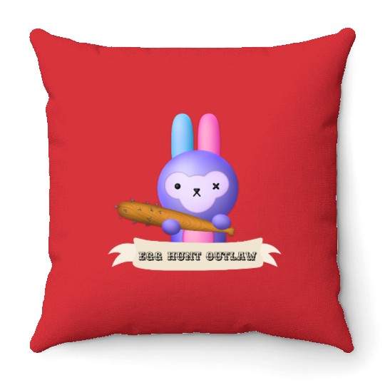 Egg Hunt Outlaw Easter Throw Pillows