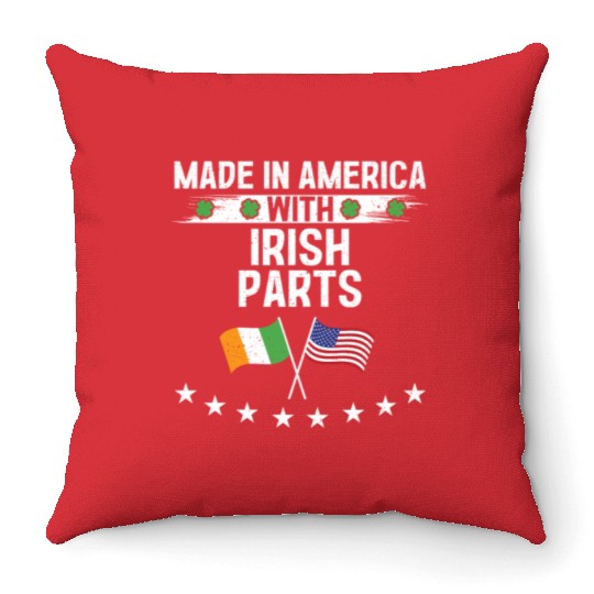 Made In America With Irish Parts Throw Pillows