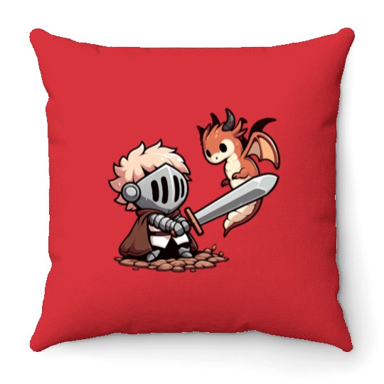 Chibi Knight Throw Pillows