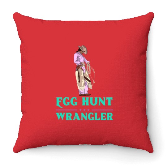 Egg Hunt Wrangler Easter Throw Pillows