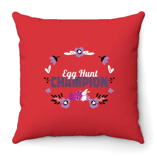 Egg Hunt Champion Easter Throw Pillows