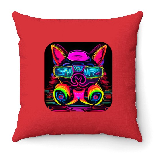Neon Style 80s Retro Party Color Glow Throw Pillows