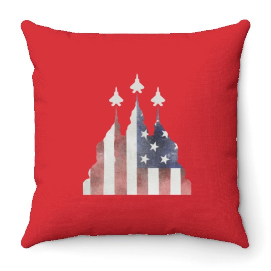 Patriotic Flyby F-22 Raptor Throw Pillows