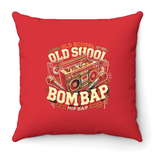 Old School Hip Hop Boom Bap Retro Design Throw Pillows