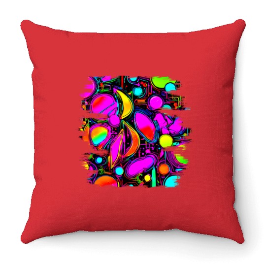 Neon Party Vintage Color Glow Throw Pillows